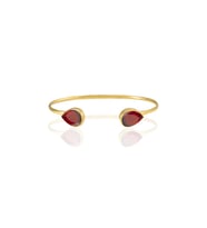 Kadir Jewellery 22 Ayar Altın Kaplama El İşçiliği Zirkon Taşlı Kadın Charm Bileklik (Kırmızı)