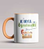 Kişiye Özel Kimya Öğretmeni Temalı Siyah Renk Kupa Bardak 7 (Turuncu)