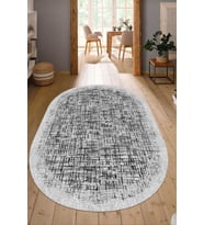 Dijital Baskılı Kaymaz Taban Yıkanabilir Oval Salon Halısı Mutfak Halısı Yolluk NDO-HT-181 (Gri)