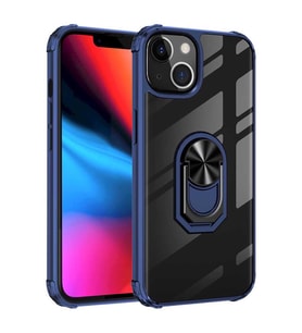 Uyumlu Model Apple iPhone 13 Mini Kılıf Şeffaf Sararmaz Yüzüklü Mola Kapak (Lacivert)