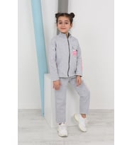 Toontoy Kız Çocuk Baskılı Eşofman Takımı ( Gri-Melanj)