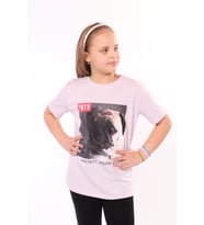 Toontoy Unisex Çocuk Önü Baskılı Tişört (Açık Lila)