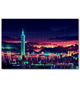 Cakapuzzle Tayvan Taipei Gece Manzarası Artwork  Puzzle Yapboz MDF (Ahşap) (1000 Parça)