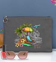 BK Gİft Yaz Temalı-9 Astarlı Portföy Çanta 30x21cm(12 Renk Seçeneği), Baskılı El Çantası, Organizer Çanta (Antrasit)