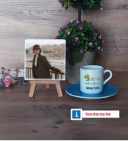 Orman Mühendisi Fotoğraflı Dekoratif Taş, Ahşap Altlıklı Türk Kahvesi Fincanı Hediye (Model 5)
