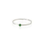 Kadir Jewellery 925 Ayar Gümüş Kaplama El İşçiliği Zirkon Taşlı Kadın Kelepçe Bilezik (Yeşil)