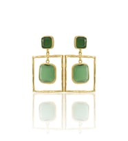 Kadir Jewellery 22 Ayar Altın Kaplama Kadın Sallantılı Küpe -El İşçiliği Ve Hipoalerjenik Küpe (Yeşil)