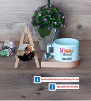 Biyoloji Öğretmeni Kupa Bardak Beyaz ve Fotoğraflı Ahşap Anahtarlık Hediye (Model 8)