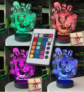 Yılbaşı Hediyesi Kişiye Özel Sarmal Oval 3d Led Gece Lambası (Karışık)