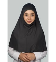 Hazır Türban Peçeli Pratik Eşarp Tesettür Nikaplı Hijab - Namaz Örtüsü Sufle (XL) (Füme)