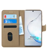 Samsung Galaxy Note 10 Plus Kılıf Fabric Book Wallet (Gold)
