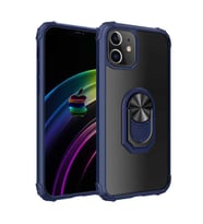 Uyumlu Model Apple iPhone 12 Mini Kılıf Şeffaf Sararmaz Yüzüklü Mola Kapak (Lacivert)