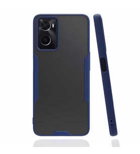 Oppo A96 4G Kılıf Kamera Korumalı Arkası Şeffaf Silikon (Lacivert)