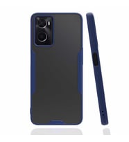 Oppo A96 4G Kılıf Kamera Korumalı Arkası Şeffaf Silikon (Lacivert)