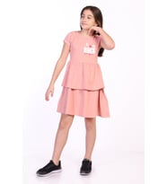 Toontoy Kız Çocuk I Love Rock Baskılı Elbise (Pudra)