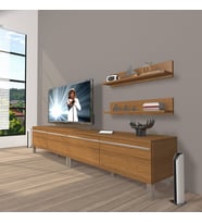 Decoraktiv Eko 220T Mdf Krom Ayaklı Tv Ünitesi Tv Sehpası (Ceviz)
