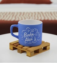 BK Gift Kişiye Özel İsimli Renkli Middle Çay & Kahve Fincanı-6(14 Renk Seçeneği), Arkadaşa Hediye, Sevgiliye Hediye, Doğum Günü Hediyesi (Mavi)