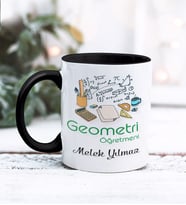 Geometri Öğretmeni Tasarımlı Kişiye Özel Kupa Bardak (Siyah)