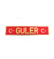 dekor plaka, hediyelik plaka, isim plaka, süs plakası, cam önü plakası, tırcı plakası (Kırmızı-Altın)