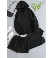 Unisex 3'lu Sweat Short Eşofman Altı Takım (Siyah)