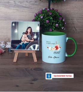 Anneye Hediye Fotoğraflı Dekoratif Taş, Kupa Bardak Beyaz Hediye (Model 14)