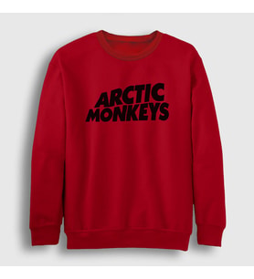 Presmono Unisex Beyaz Logo Arctic Monkeys Sweatshirt 14479tt (Kırmızı)