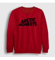 Presmono Unisex Beyaz Logo Arctic Monkeys Sweatshirt 14479tt (Kırmızı)
