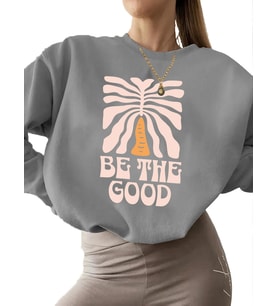 Bej kadın unisex kalın bisiklet yaka Sweatshirt erkek 3 iplik şardonlu Sweatshirt İyi ol Baskılı (Gri)