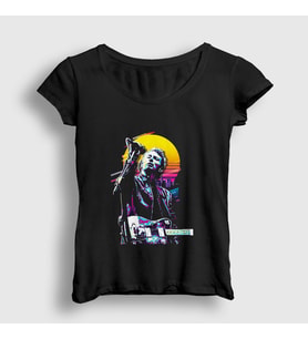 Presmono Kadın Beyaz Thom Yorke Radiohead T-Shirt 104658tt (Siyah)