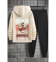 Unisex Ramen Baskılı Eşofman Takımı (Bej)