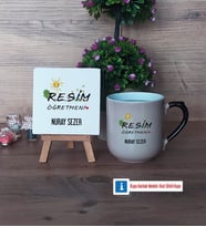 Resim Öğretmeni Dekoratif Taş, Kupa Bardak Kırmızı Hediye (Model 9)