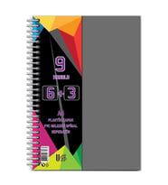 6+3 Ayraçlı Defter 9 Konulu 225 Yaprak 1 Adet 6 Kareli 3 Çizgili Spralli Plastik Kapak Seperatörlü (Gri)