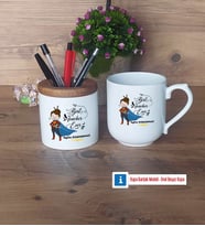 Kadın Öğretmene Hediye Kalemlik, Kupa Bardak T Kişiye Özel Hediye (Model 8)