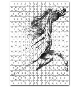 Cakapuzzle Kadın At Gri Ton Görsel Puzzle Yapboz MDF (Ahşap) (1000 Parça)