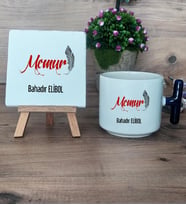 Memur Hediye Seti Kupa Bardak T Kulplu ve Dekoratif Taş Memura Hediye (Model 2)