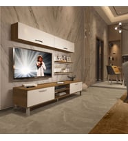 Decoraktiv Eko 5 Mdf Dvd Krom Ayaklı Tv Ünitesi Tv Sehpası (Pera-Beyaz)
