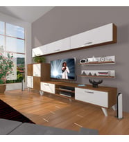 Decoraktiv Eko 8 Slm Dvd Retro Tv Ünitesi Tv Sehpası (Beyaz - Kahverengi)