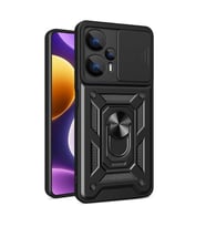 Vendas Xiaomi Poco F5 Kılıf Magnetik Standlı Kamera Korumalı Zore Sürgülü Vega Kapak (Siyah)