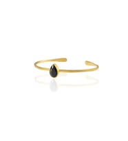 Kadir Jewellery Zirkon Taşlı Ayarlanabilir 22 Ayar Altın Kaplama Bilezik (Siyah)