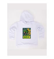 Hulk baskılı kapüşonlu pamuklu kumaş çocuk sweatshirt (Beyaz)