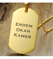 Kişiye Özel İsimli Kararmaz Çelik Kolye Künye Plaka Kolye (Gold)