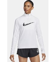 Nike Dri-Fit Swoosh Mid Kadın Siyah Çeyrek Fermuar Kadın Spor Sweatshrit  (Beyaz)