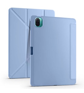 Xiaomi Mi Pad 5 Kılıf Kalem Bölmeli Standlı Ön Arka Tam Koruma Katlanabilir Uyku Modlu Kılıf Tri Folding (Mavi)