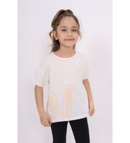 Toontoy Kız Çocuk Baskılı Tişört (Ekru)