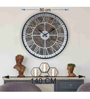 Markakanvas Siyah Metal Kasalı Mermer Desenli  Duvar Saati  ( Çap 50 cm -Çap 80 cm ) (Gri)