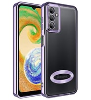 Galaxy A24 Kılıf Köşeleri Renkli Şeffaf Kamera Korumalı Silikon Luxury Kapak (Lila)