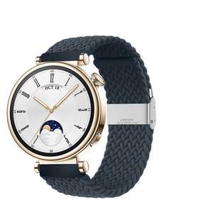 Sneezy Huawei Watch GT 4 41mm İle Uyumlu 18mm Metal Klips Solo Fiberlink Örgü Kordon (Koyu Mavi)