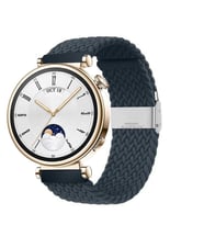 Sneezy Huawei Watch GT 4 41mm İle Uyumlu 18mm Metal Klips Solo Fiberlink Örgü Kordon (Koyu Mavi)
