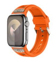 Watch 44mm KRD-117 Hava Alabilen Delikli Metal Süslemeli Desenli Silikon Kordon (Turuncu)