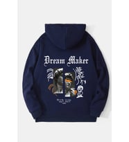 Dream Maker Baskılı Unisex Oversize Sweatshirt (Lacivert)